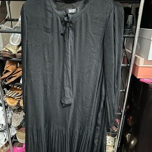 DKNY black Tie Front Long Sleeve Sundress